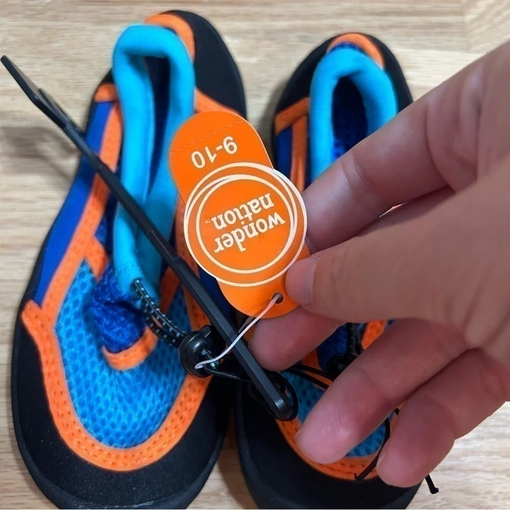 Wonder Nation Swim Shoes NEW Sz 9 10 Black Blue Orange Kids Toddler